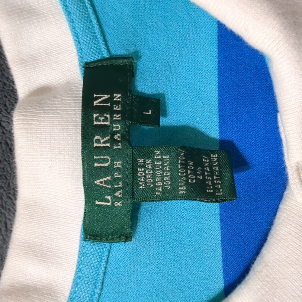 Lauren Ralph Lauren polo blue collared Striped Sleeveless golf women shirt L - Picture 3 of 5